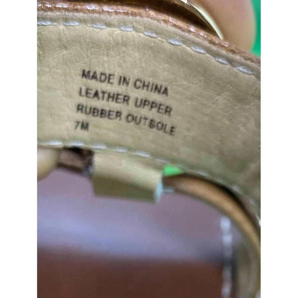 Michael Kors Womens Brown Leather Slingback MK Logo Heels Sandals Size 7M